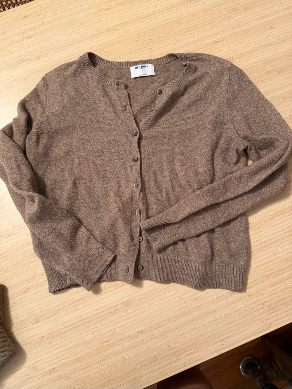 Old Navy Women's Taupe Button-Front Crewneck Cardigan